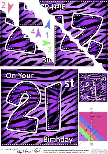 Fun Zebra Striped 21st Birthday Scalloped Corner Stacker