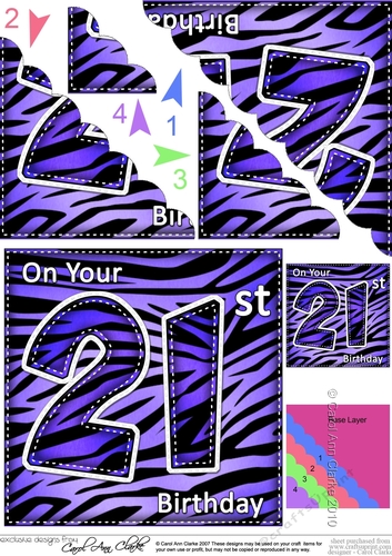 Fun Zebra Striped 21st Birthday Scalloped Corner Stacker