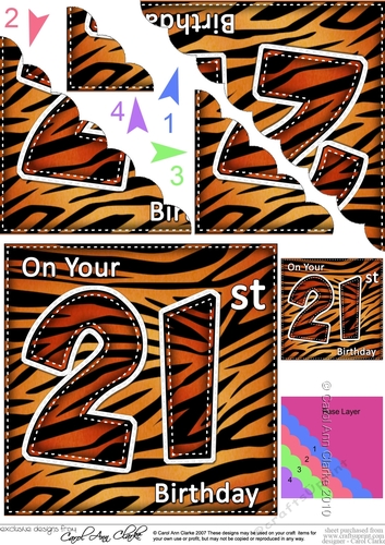 Fun Zebra Striped 21st Birthday Scalloped Corner Stacker