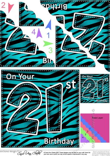 Fun Zebra Striped 21st Birthday Scalloped Corner Stacker
