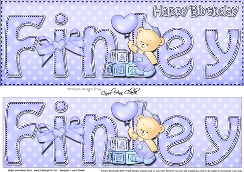 Large DL Happy Birthday FINLEY 3D decoupage