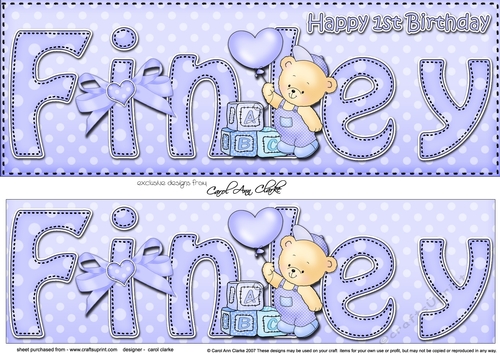 Large DL Happy 1st Birthday FINLEY 3D decoupage
