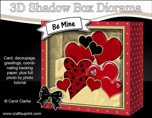 3D Romantic Diorama Shadow Box Card Mini Kit  - Lots of Hearts