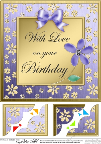 8 x 8 Floral Elegance Birthday Scalloped corner Topper