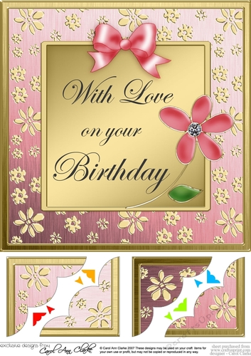 8 x 8 Floral Elegance Birthday Scalloped corner Topper