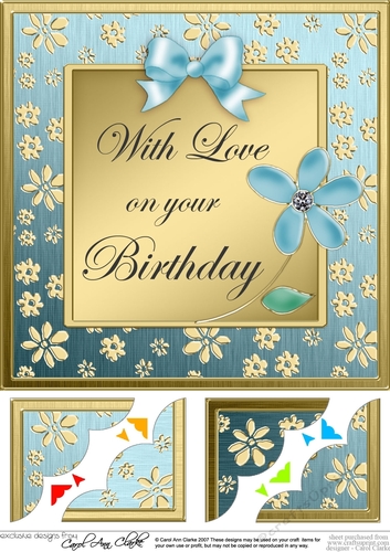8 x 8 Floral Elegance Birthday Scalloped corner Topper