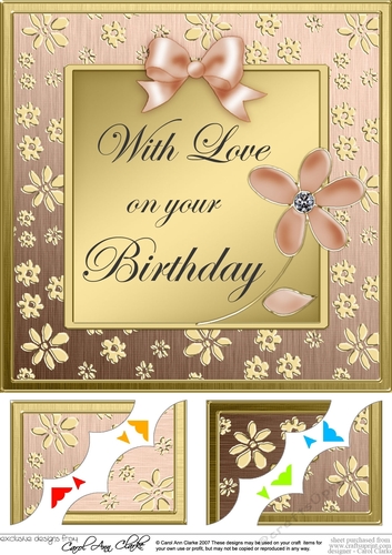 8 x 8 Floral Elegance Birthday Scalloped corner Topper