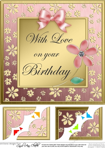 8 x 8 Floral Elegance Birthday Scalloped corner Topper