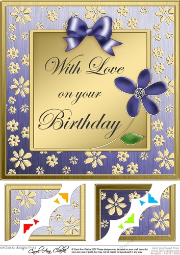8 x 8 Floral Elegance Birthday Scalloped corner Topper