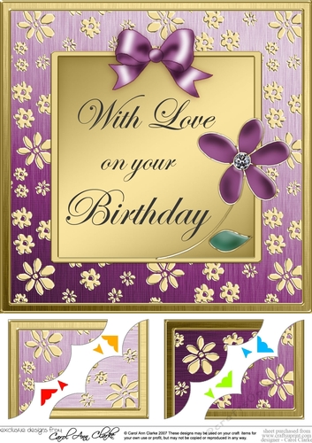 8 x 8 Floral Elegance Birthday Scalloped corner Topper