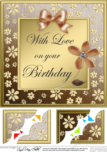 8 x 8 Floral Elegance Birthday Scalloped corner Topper