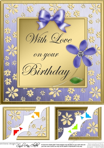 8 x 8 Floral Elegance Birthday Scalloped corner Topper