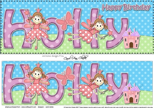 Large DL Happy Birthday HOLLY 3D decoupage