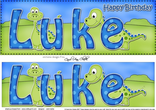 Large DL Happy Birthday LUKE 3D decoupage