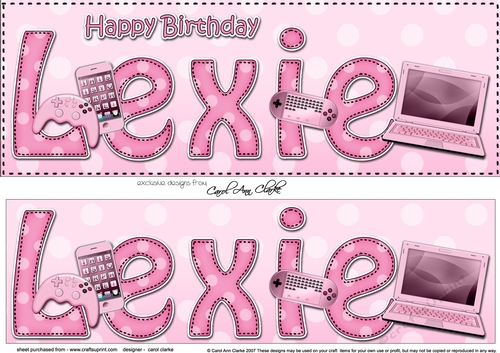 Large DL Happy Birthday LEXIE 3D decoupage