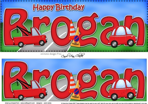 Large DL Happy Birthday BROGAN 3D decoupage