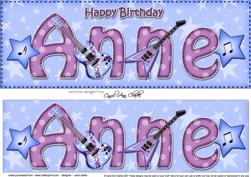 Large DL Happy Birthday ANNE 3D decoupage