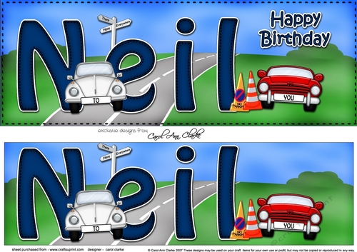 Large DL Happy Birthday NEIL 3D decoupage