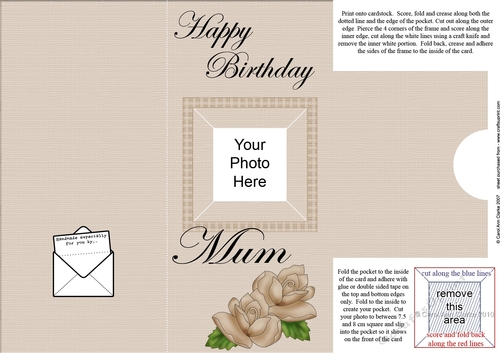 Add a Photo Mum Birthday Roses with easy fold frame