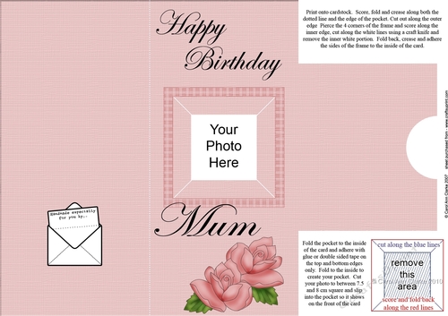 Add a Photo Mum Birthday Roses with easy fold frame