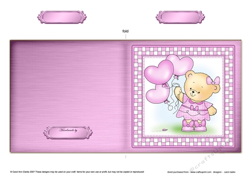 Cute Hunney Bear Rosie has a Bunch of Balloons - Quick Cut and Fold Card 