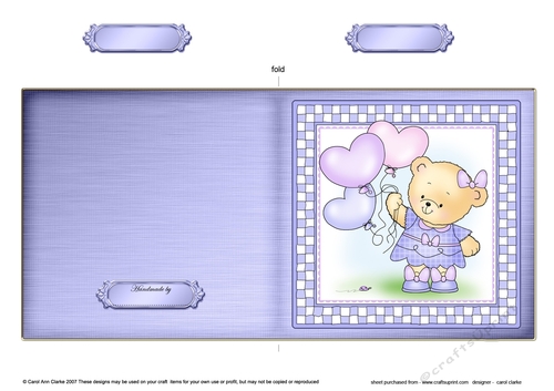 Cute Hunney Bear Rosie has a Bunch of Balloons - Quick Cut and Fold Card 