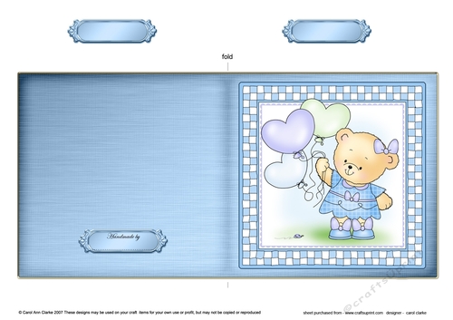 Cute Hunney Bear Rosie has a Bunch of Balloons - Quick Cut and Fold Card 