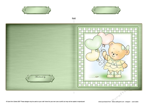 Cute Hunney Bear Rosie has a Bunch of Balloons - Quick Cut and Fold Card 