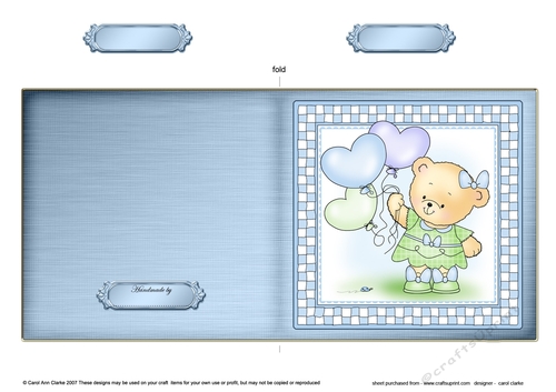 Cute Hunney Bear Rosie has a Bunch of Balloons - Quick Cut and Fold Card 