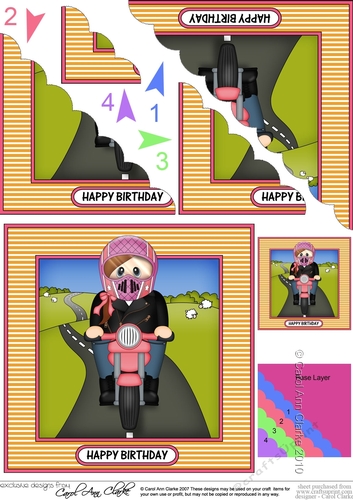 Scalloped Corner Stacker Topper - Motorbike Rider