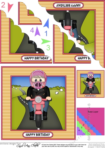 Scalloped Corner Stacker Topper - Motorbike Rider