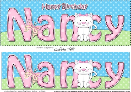 Large DL Happy Birthday NANCY 3D decoupage