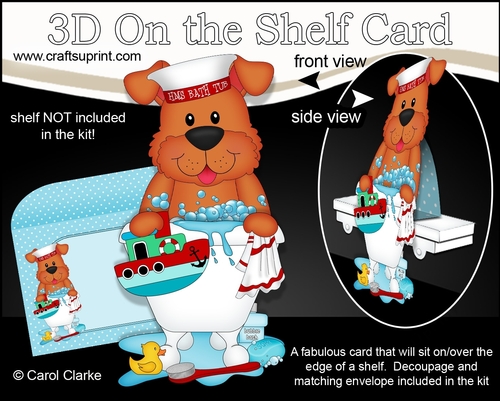 3D On the Shelf Card Kit - Bathtub Buddies - Little Dog Rusty has a Bubble Bath