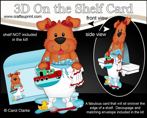 3D On the Shelf Card Kit - Bathtub Buddies - Little Dog Rose has a Bubble Bath
