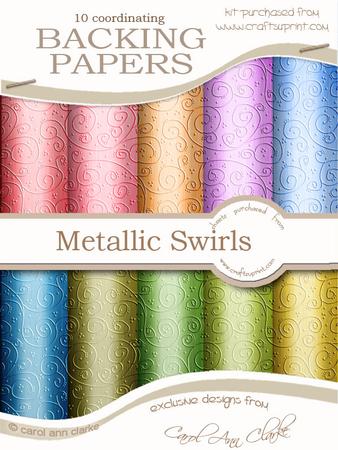 'metallic Swirls Embossed' Backing Papers Kit