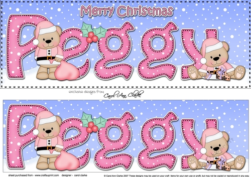 Large DL Merry Christmas PEGGY 3D decoupage 