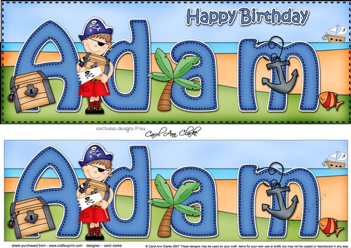 Large DL Happy Birthday ADAM 3D decoupage