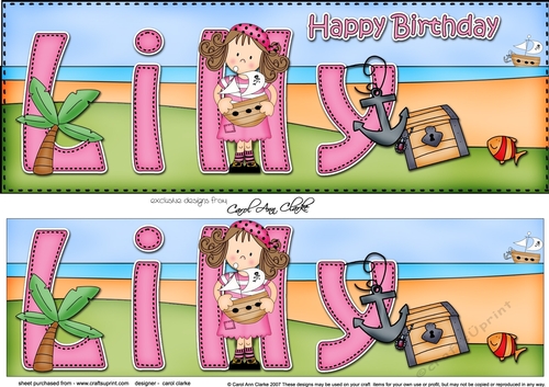Large DL Happy Birthday LILY 3D decoupage