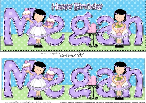 Large DL Happy Birthday MEGAN 3D decoupage