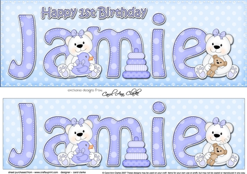 Large DL Happy 1st Birthday JAMIE 3D decoupage