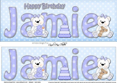 Large DL Happy Birthday JAMIE 3D decoupage