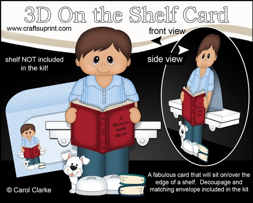 3D On the Shelf Card Kit - Little Ethnic Teen Jamal is Reading a Good Book