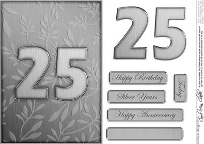 A5 Elegant Metallic Words Quick Card with 3D Decoupage