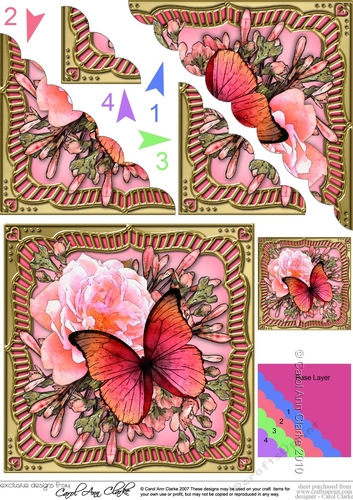 Flowers & Butterfly in a Gold Frame Scalloped Corner Stacker