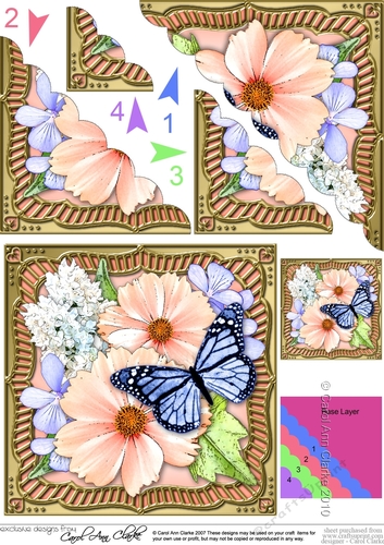 Flowers & Butterfly in a Gold Frame Scalloped Corner Stacker
