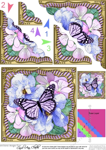 Flowers & Butterfly in a Gold Frame Scalloped Corner Stacker