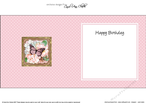 Flowers & Butterfly in a Gold Frame square landscape insert