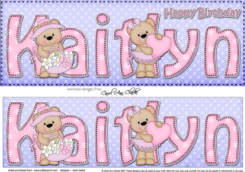 Large DL Happy Birthday KAITLYN 3D decoupage