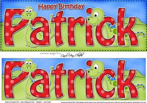 Large DL Happy Birthday PATRICK 3D decoupage