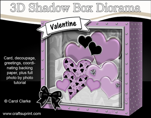 3D Romantic Diorama Shadow Box Card Mini Kit  - Lots of Hearts